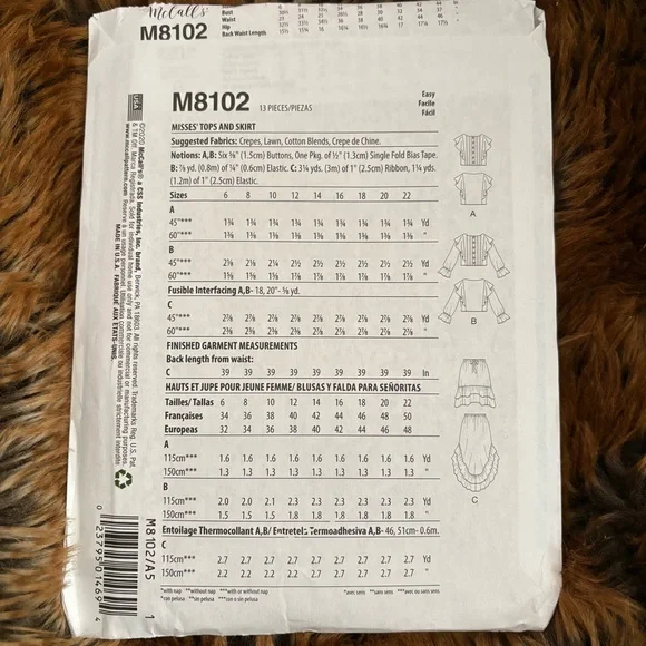 McCall’s Sewing Pattern 8102 - Picture 3 of 3